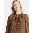 thumbnail image 4 of Time and Tru Women's Ruffle Blouse with Long Sleeves, Sizes XS-XXXL, 4 of 5