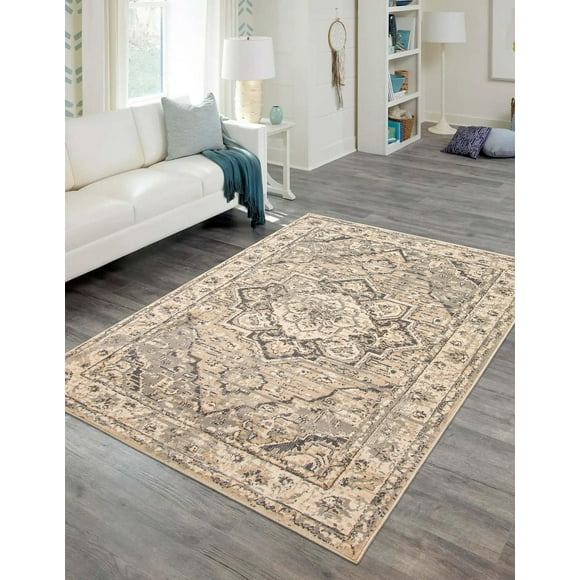ECARPET Priya Traditional Area Rug for living room, bedroom, dining room, entrance, hallway and more.