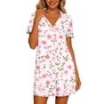 thumbnail image 3 of Yeaiivve Button Down Nightgowns for Women Cute Bow Print Short Sleeve Nightshirts Boyfriend Shirt Sleepdress Soft Pajama Dress Multicolor,S, 3 of 7
