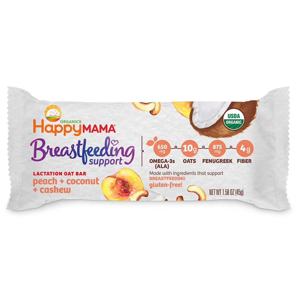 Happy Mama Breastfeeding Support Bars, Peach, Coconut and Cashew