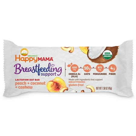 Happy Mama Breastfeeding Support Bars, Peach, Coconut and Cashew (single)