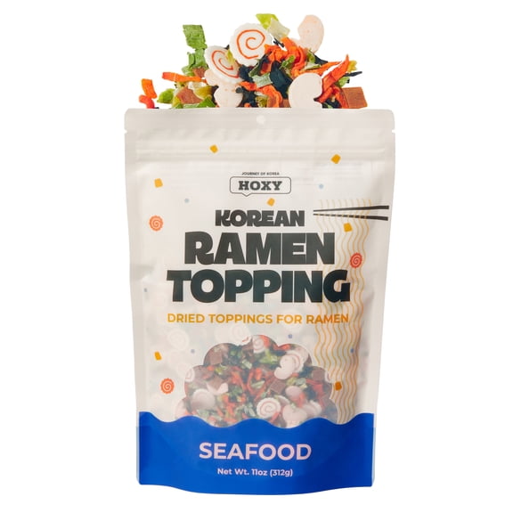 HOXY™ Korean Ramen Topping (Seafood Mix) 11oz Dried Topper for Noodles w/ Narutomaki, Imitation Shrimp  Squid, Seaweed, Vegetables
