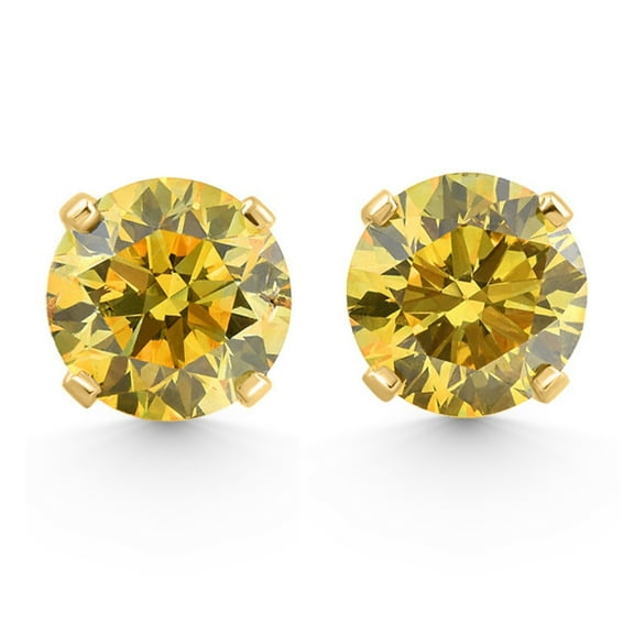 Pompeii .40 - 1.00 Ct TW Fancy Yellow Round Diamond Studs in 14k Gold Lab Grown Earrings
