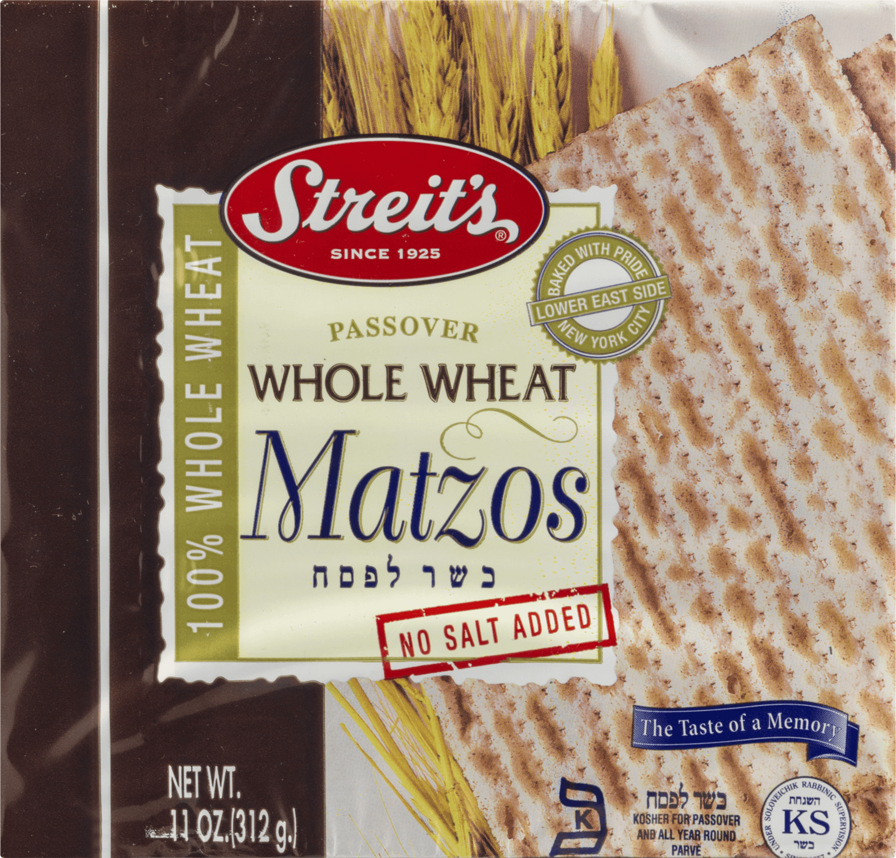 Streit's Matzo, whole wheat , Passover