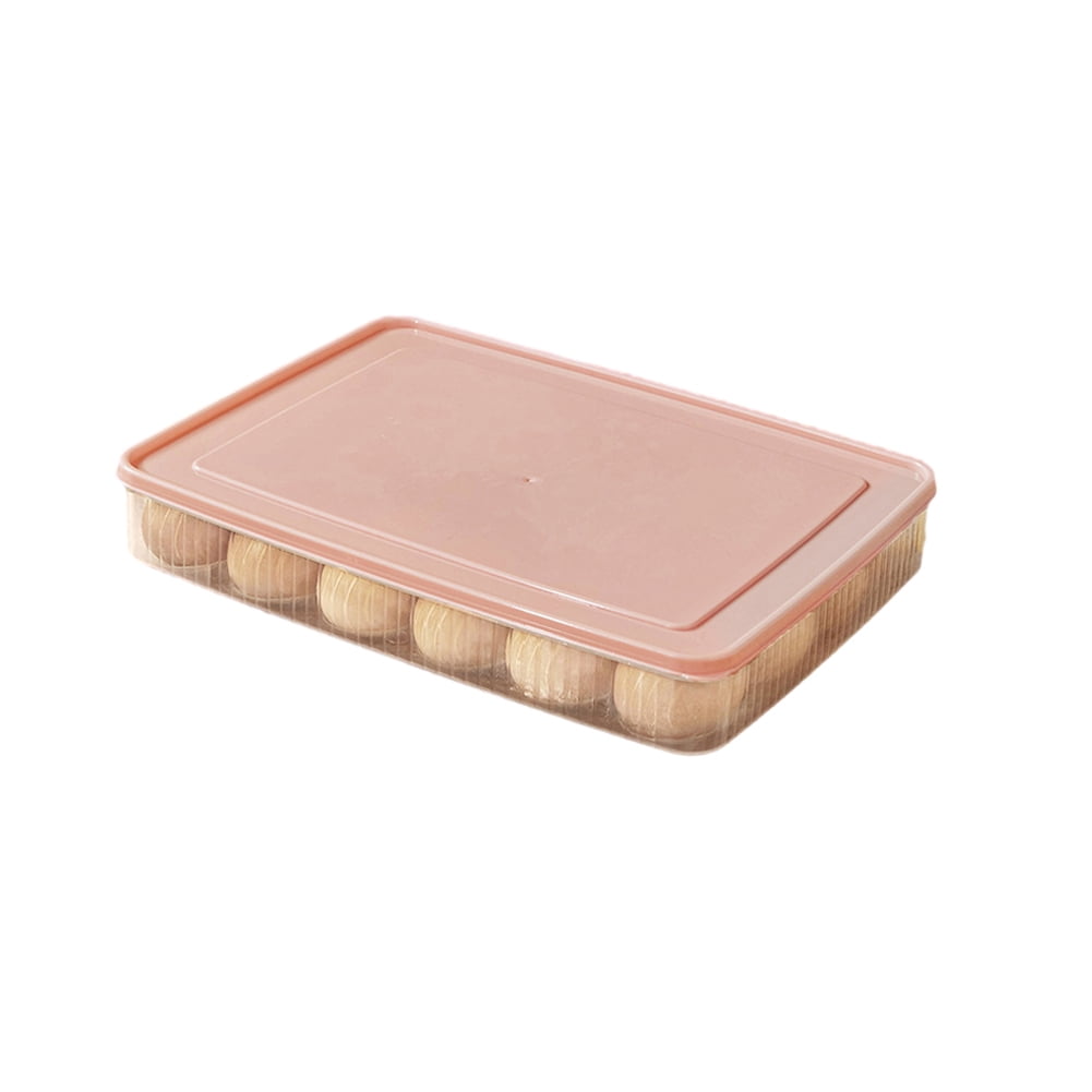 KYAIGUO Refrigerator Egg Storage Box 24 Compartment Egg Tray Container Box Refrigerator Portable Egg Carton(Pink)