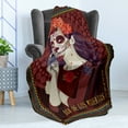 thumbnail image 4 of Day of the Dead Soft Flannel Fleece Throw Blanket, Dia de los Muertos Print Woman with Calavera Makeup Spanish Rose Artwork, Cozy Plush for Indoor and Outdoor Use, 60" x 80", Burgundy, by Ambesonne, 4 of 5
