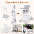 thumbnail image 3 of Costway Chaise Haute Pliante Convertible pour Bébé avec Plateau à Roulettes et Panier de Rangement Gris, 3 of 6