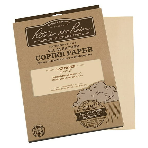 Rite in the Rain Copier Paper,8.5x11in,Tan,PK200 9511T