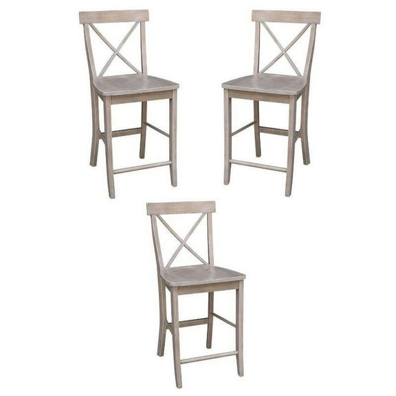 Home Square X-Back Hardwood Counter Height Stool - 24" Seat Height - Set of 3