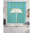 thumbnail image 2 of Tropical Floral Kitchen Curtains Set for Windows 3 Piece Cafe Curtains 36 Inch Length Swag Curtains Valances and Tier Set Summer Monstera Leaves Boho Watercolor Blue Drapes for Bedroom Bathroom, 2 of 6