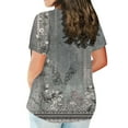 thumbnail image 4 of Teissuly Women Fashion Casual Printing Shirts Short Sleeve Loose Plus Size Tee Tops Round Neck Tunic Blouse, 4 of 6