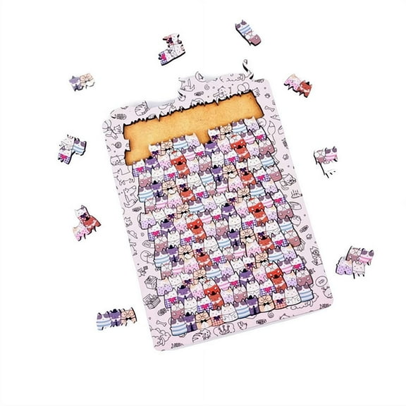 Cat-Shaped Wooden Jigsaw Puzzles for Adults, Unique Shape Irregular Wood Puzzles Creative Gift for Home Decor