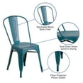 thumbnail image 5 of BizChair Commercial Grade Distressed Kelly Blue-Teal Metal Indoor-Outdoor Stackable Chair, 5 of 12