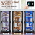 thumbnail image 4 of LELELINKY 65" LED Display Cabinet with Glass Door Set of 2, Modern Lighted Curio Cabinet with Adjustable Shelves for Living Room Storage, Black, 4 of 9