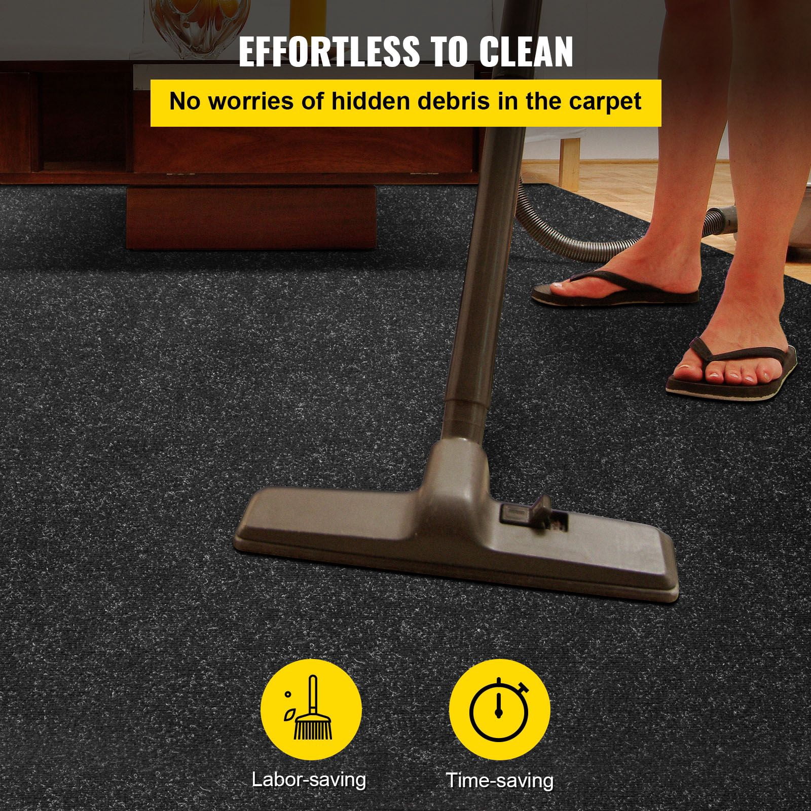 Marine Carpet, 6 x 18 ft Boat Carpeting, Charcoal Black Marine Grade Boat Carpet, Indoor/Outdoor Marine Carpeting w/ Water-proof TPR Backing, Water-proof Carpet Roll for Home, Patio, Porch, Deck