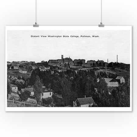 Pullman, Washington - Distant View of Washington State College (9x12 Art Print, Wall Decor Travel