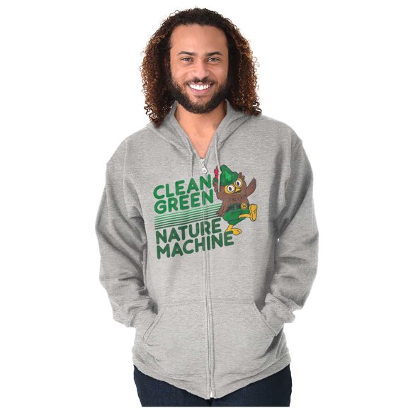 Woodsy Owl Clean Green Nature Machine Zip Up Hoodie Men's Women's Brisco Brands S