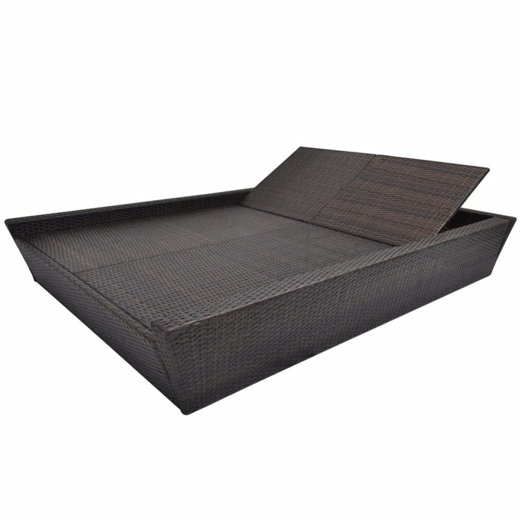 Kepooman Outdoor Adjustable Poly Rattan Daybed with Cushion for Patio Beach, Brown Kepooman Outdoor Adjustable Poly Rattan Daybed with Cushion for Patio Beach, Brown