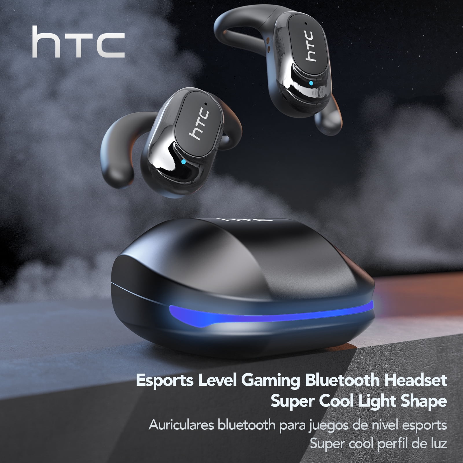 HTC NE17 Translation Headphones Open Ear Headphone Bluetooth 6.0 for Sports HD Stereo Sound Waterproof White