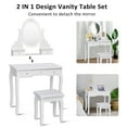 thumbnail image 4 of Gymax Bedroom Wooden Mirrored Makeup Vanity Set Stool Table Set White 5 Drawers, 4 of 10