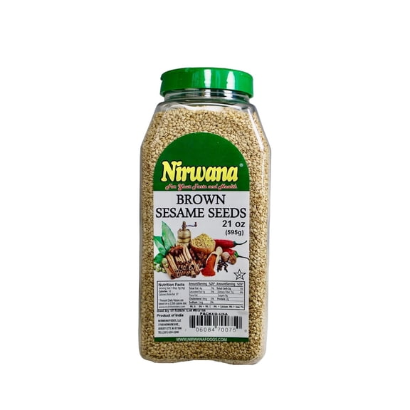 Brown Sesame Seeds Natural Quality Nutty Flavor for Cooking Baking and Garnishing Perfect for Stir Fry Salads Tahini and Everything Bagel Seasoning 21 oz Jar by Nirwana