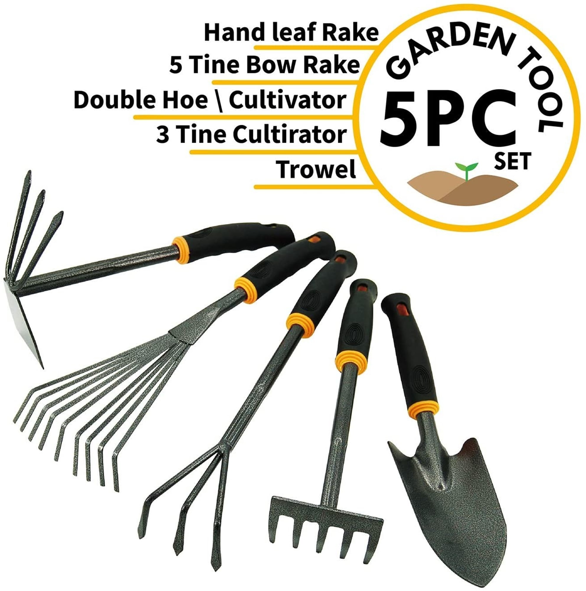 Basics 3-Piece Garden Tool Set with Trowel Hand Transplanter and Bypass Pruner