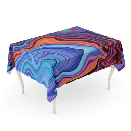 

KDAGR Abstract Neon Palette Vivid Fluid Marbling Bright Hue Agate Tablecloth Table Desk Cover Home Party Decor 60x120 inch