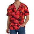 thumbnail image 3 of KLL Strawberry Red Print Men's Shirt Short Sleeve Button Down Summer Cuba Beach Shirts- X-Large, 3 of 7