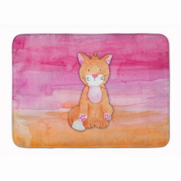 Orange Cat Watercolor Machine Washable Memory Foam Mat