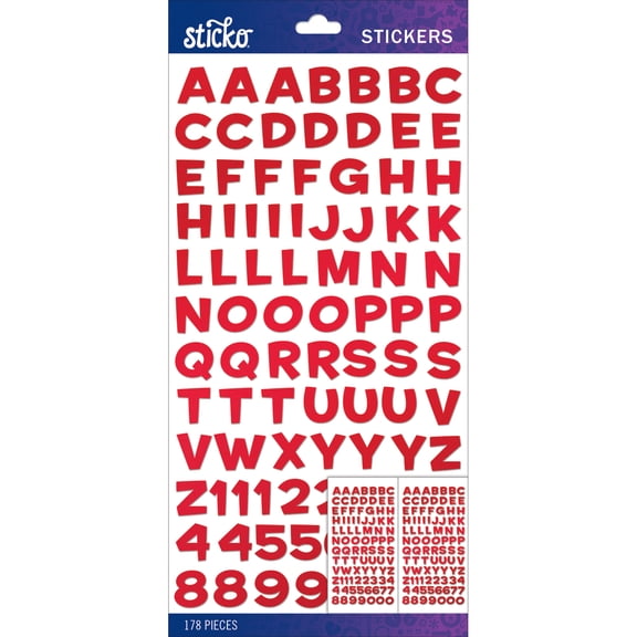 Sticko Alphabet Stickers-Red Metallic Funhouse Small