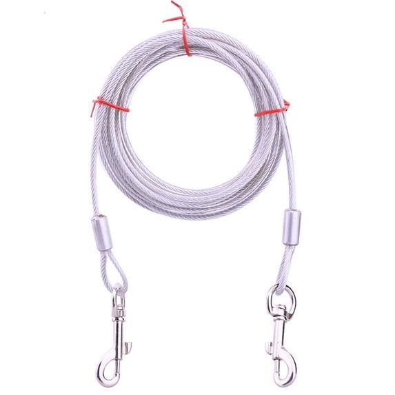 3/5/10 Meter Anti-Bite for Two Dogs Steel Wire Strong Camping/Hiking /Park Dog Outdoor Supplies Dog Leash Dog Tie Out Cable Pet Cable Leash WHITE 5M 6MM THICKNESS