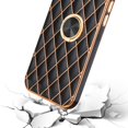 thumbnail image 4 of Compatible with iPhone 13 Pro Max Case with Ring Holder, Luxury Gold Plating Glitter 3D Geometric Bling Diamond Girly Case with Lens Protector Slim Sleek TPU Kickstand Cute Case for Women Girls, 4 of 13