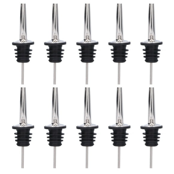 ZOUSSIQI 10Pcs Liquor Pourer Stainless Steel Wine Pourer Stopper Bar Tool for Bar Home RestaurantsStainless Steel Color Capless JU316-127610