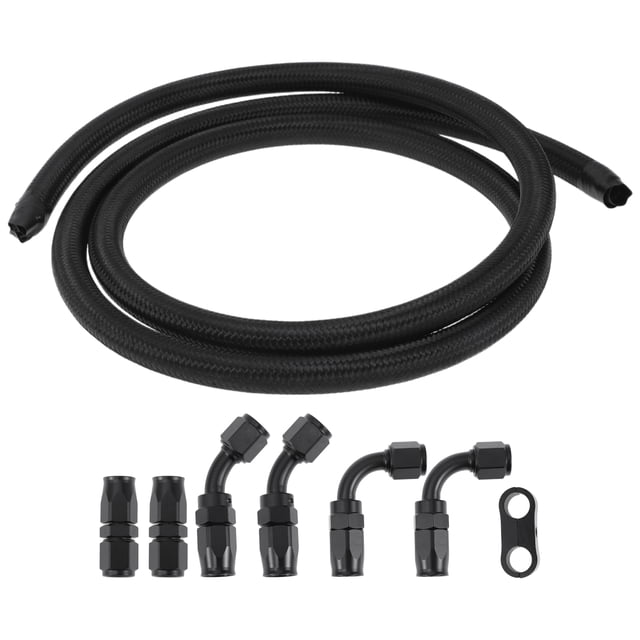 Kit de línea de combustible AN-6 de Unique Bargains, manguera de vacío de 5 pies, adaptador de 90 grados y 45 grados