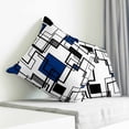 thumbnail image 4 of Throw Pillow Covers 20x20 Inch, Blue Geometric Decorative Pillow Cases for Couch Sofa Bed, Minimalist Black Gray Abstract Striped Cotton Linen Square Home Decor Pillowcases with Hidden Zipper, 4 of 7