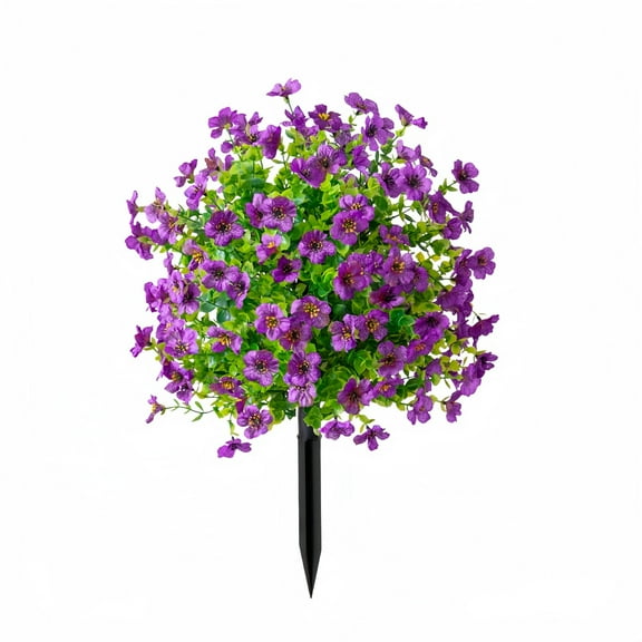 Artificial Violet Ball Topiary Tree 23.62 Inch with Ground Spikes UV Resistant Fade Resistant Bush for Indoor Outdoor Front Porch Patio Garden Fall Decor Purple 1 Piece