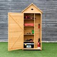 thumbnail image 4 of Gymax Outdoor Storage Shed Lockable Wooden Garden Tool Storage Cabinet W/ Shelves, 4 of 10