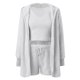 thumbnail image 4 of Conjunto de pijama de 3 piezas para mujer: abrigo con capucha de franela, chaleco y pantalones cortos, ropa de dormir suave y cálida, tallas S-XXXL, ropa de estar por casa para invierno, 4 of 4