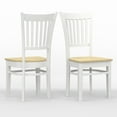 thumbnail image 5 of 5-PC - 42" Round Double Drop-Leaf Dining Table + Spindle Back Dining Chairs Dining Set in White/Natural, 5 of 10