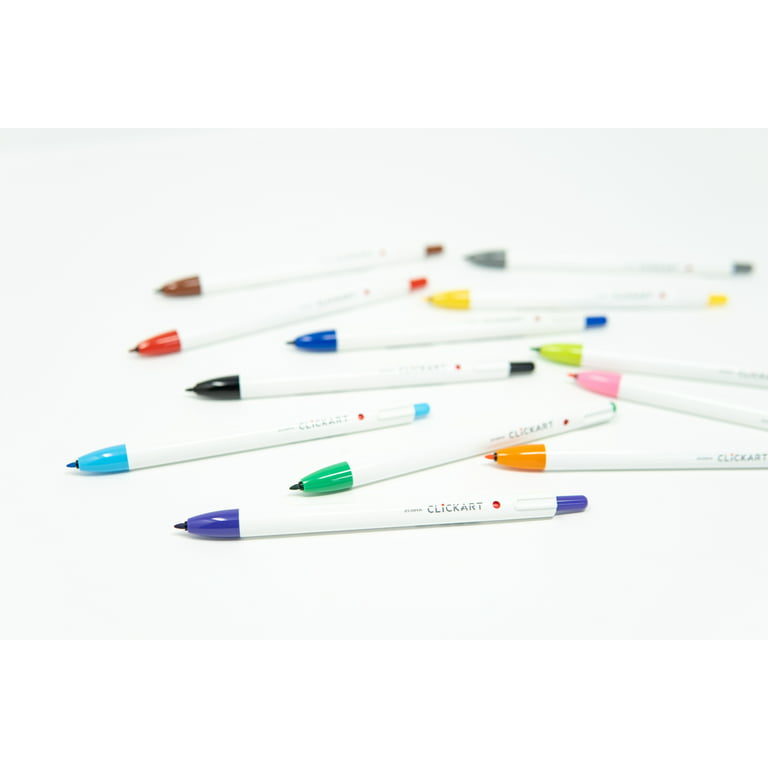 ZEBRA ClickArt Retractable Marker Pen, Fine Point, 0.6mm, Assorted Colors,  6 ct