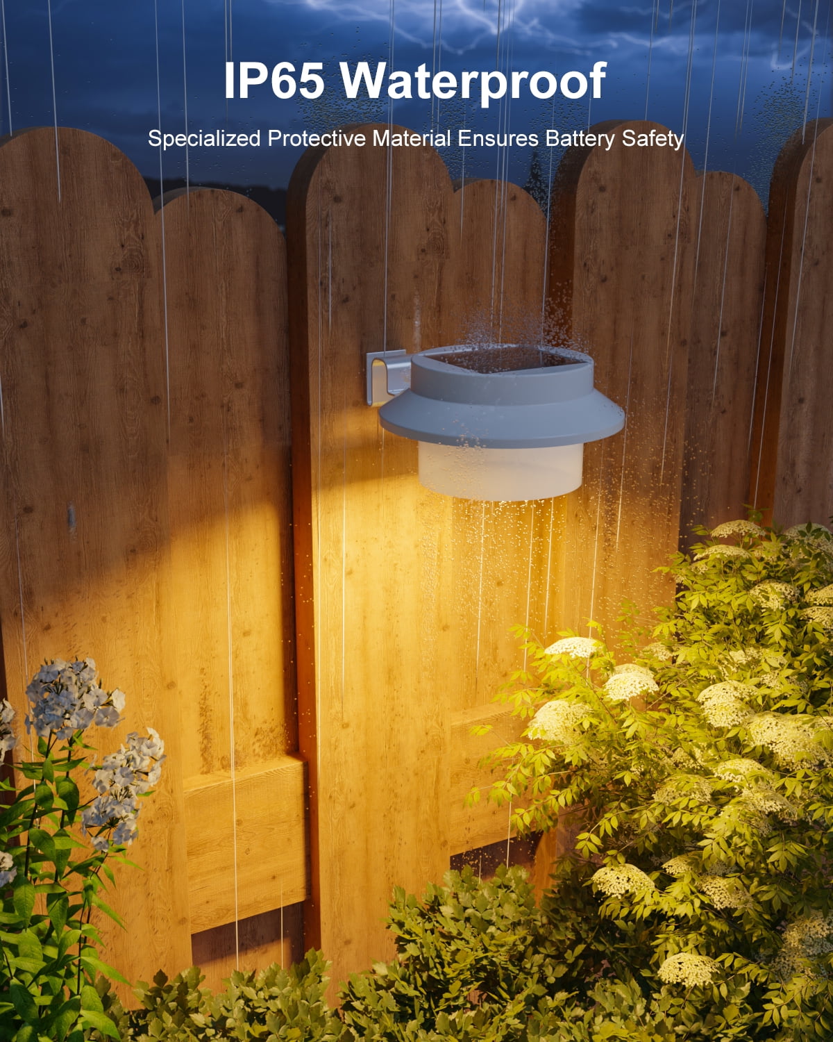 Yinghao 8 Pack White Solar Gutter Lights Outdoor Waterproof LED Fence Lamp for Lighting Rainspout, Railing, Outside House, Wall, Deck, Porch, Garage, Easy Peasy Installation(Warm White)