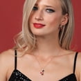 thumbnail image 4 of Gem Stone King 18K Rose Gold Plated Silver Blue Created Sapphire and Pink Created Sapphire and Red Garnet Pendant for Women (1.70 Cttw, Gemstone September Birthstone, Heart Shape 5MM, 18 inch Chain), 4 of 6