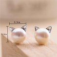 thumbnail image 5 of Stud Earrings for Women 925 Sterling Silver Cute Cat Pearl Silver Needle Earring, 5 of 6