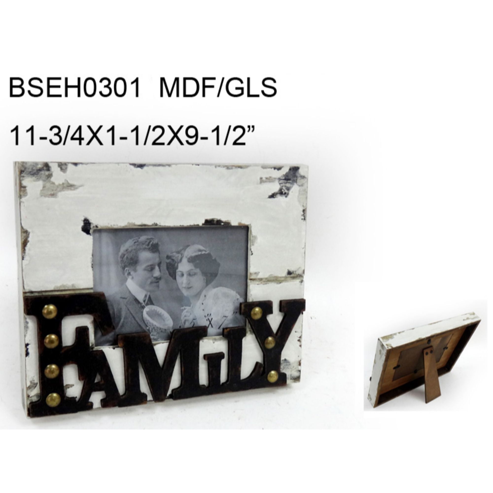 Set of 2 Black and White Distressed Finish Rectangular Picture Frames 9