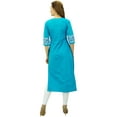 thumbnail image 2 of Phagun Women's Designer Straight Blue Kurta 3/4 Sleeve Printed Casual Kurti-16, 2 of 2