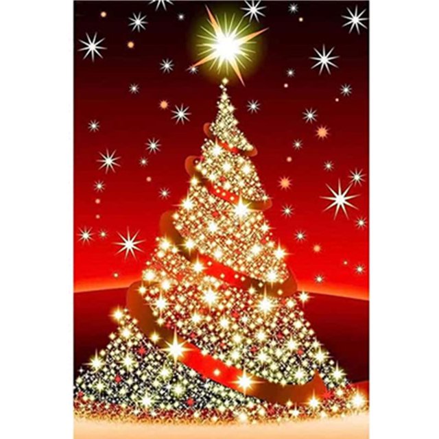Kits de pintura de diamantes de Navidad 5D 12x16 pulgadas G24 para adultos DIY Full Drill Art Blue Daisy Bañera Imagen, Diamond Art Rhinestones Home Wall Decor Rojo Verde