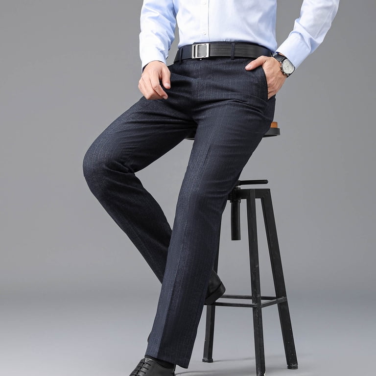 dzxyzu Men's Stretch Dress Pants Slim Fit Skinny Suit Pants Classic Fit Expandable Waist Flex Flat Front Straight Fit Pant Comfort Waistband Pant