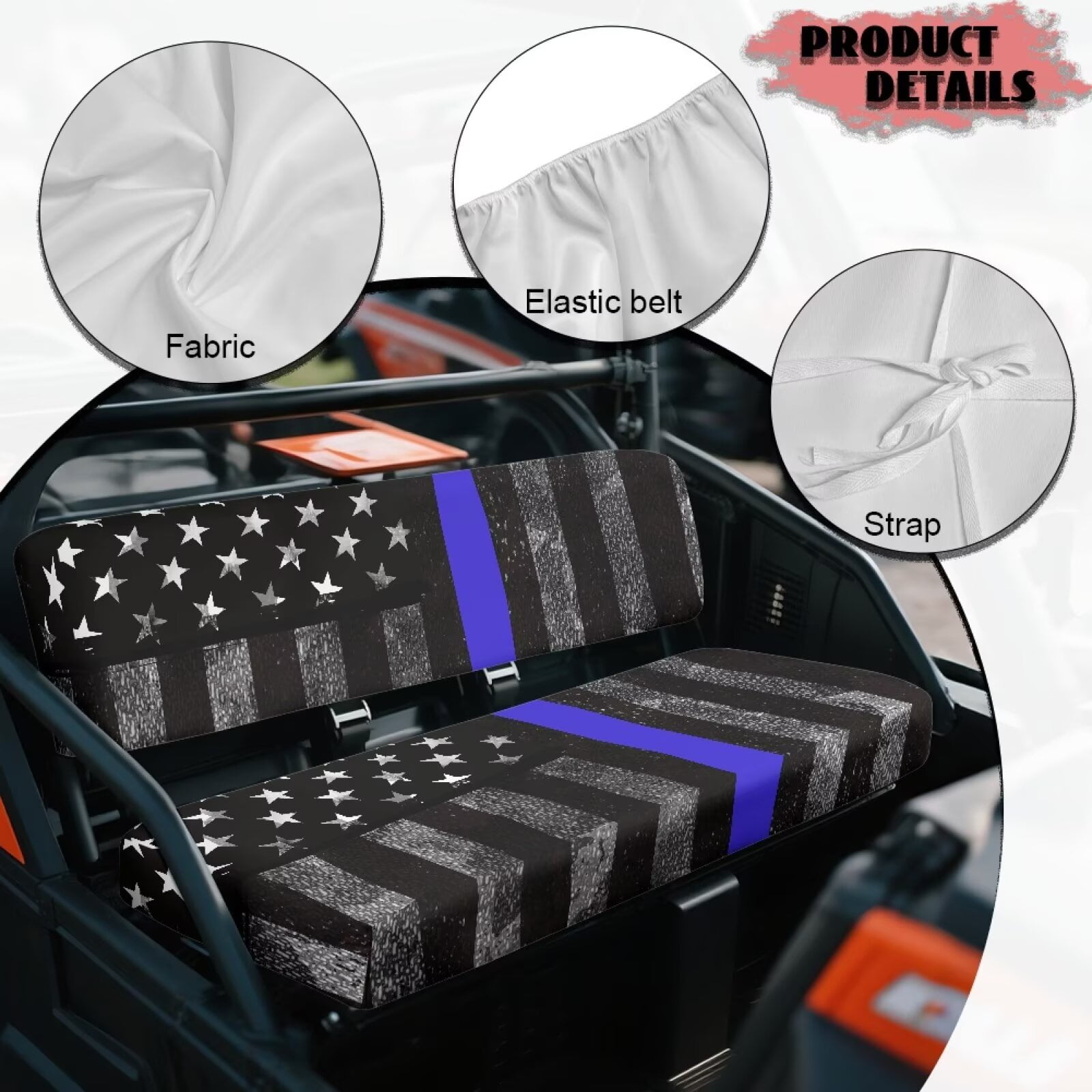 Yuyamidu American Flag UTV Seat Covers Bench Seat Cover and Backrest Cover 4 Wheeler Accessories Compatible with Kawasaki Mule 3000 3010 3020 4000 4010 (2001-2023 2025)