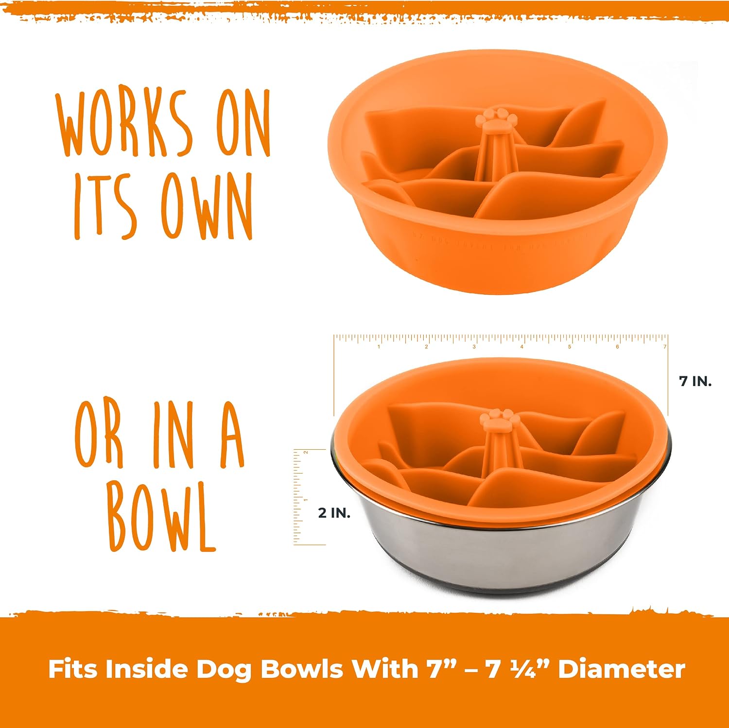 Mighty Paw Slow Feed Dog Bowl Insert Orange photo 3