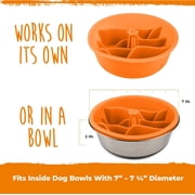 Mighty Paw Slow Feed Dog Bowl Insert, Interactive Puzzle Feeder for Fast Eaters (Orange)